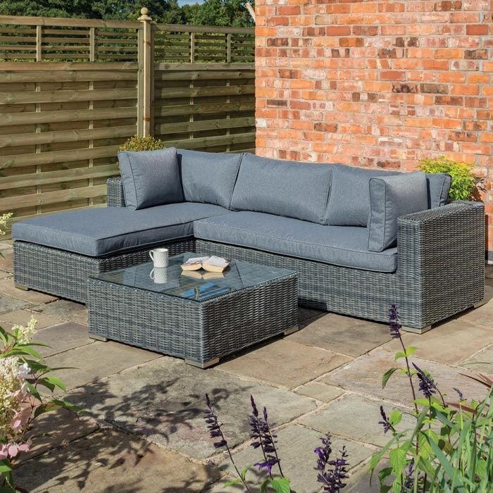 Midland Garden Furniture Aston Lounger Sofa Grey Weave